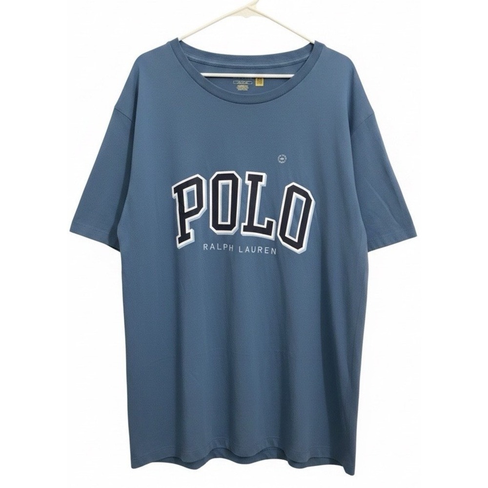 Polo Ralph Lauren Mens 4XB Blue T-Shirt New Big & Tall Varsity Logo Graphic Tee